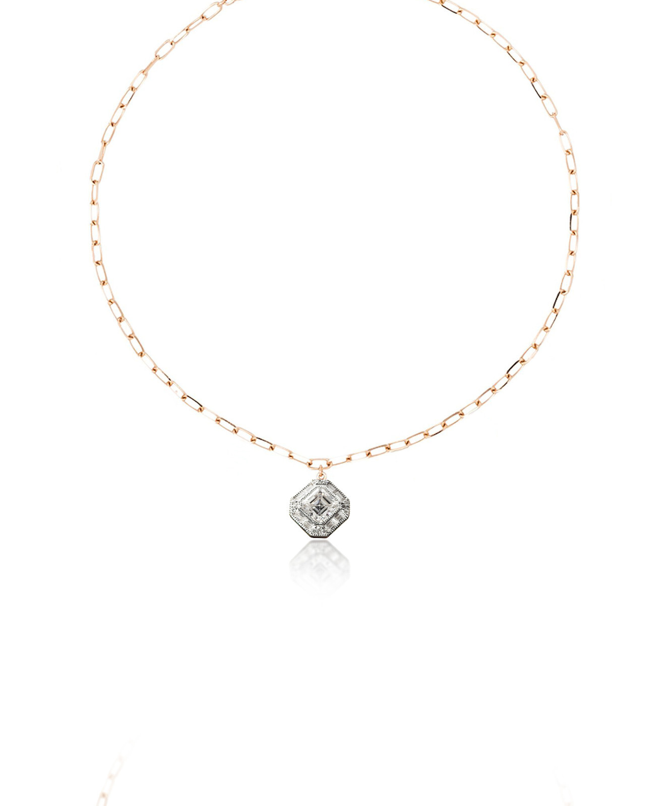 2CT Asscher Cut Moissanite Necklace-pendant Solid 14K Yellow Gold