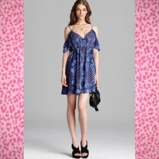 JUICY COUTURE Fractured Floral Dark Cobalt DRESS size 4 ~ Retail $198