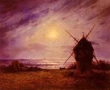 Oil painting Ferdinand Loyen Du Puigaudeau - le moulin a vent the windmill art