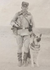 Soviet Soldier Sheepdog 1970s Vintage Military Photo Snapshot