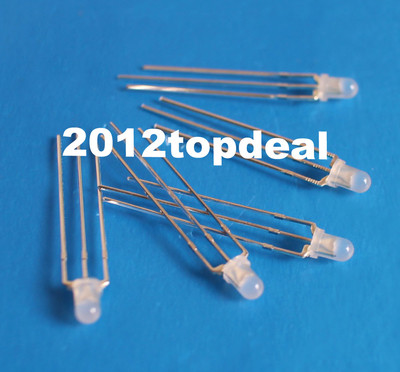 100pcs x 3mm Red/Blue Diffused Bright 3-Pin Led Common Anode Leds