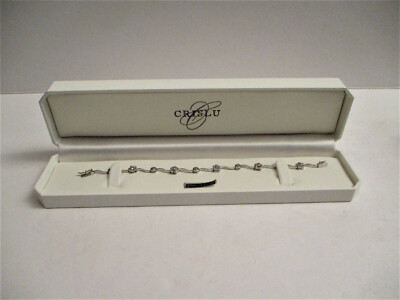 CRISLU Cubic Zirconia & Sterling Silver Flower & Solitaire 7'' Bracelet NOS w/Box