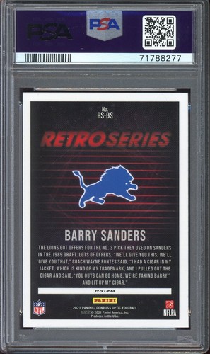 2021 Barry Sanders Donruss Optic Retro Series #RS-BS PSA 10 - Picture 2 of 2