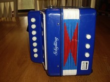 T6 Schylling Toy Little Blue Accordion Musical Instrument Works Sounds Good TWIN