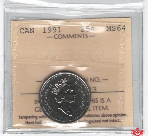 1991 Canada 25 Cents — photo from the most recent tracked eBay sale