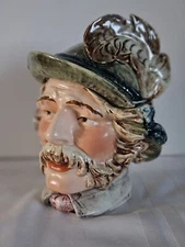 Majolica Toby Tobacco Jar Man 7 1/4"H x 6"W Multicolor