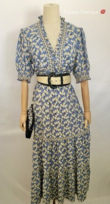 MAX STUDIO FLORAL PRINTED 'RUFFLE BUBBLE SLEEVE TIERED MAXI DRESS' IN PERIWINKLE