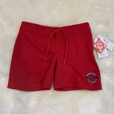 Roxy Girls Newport Beach Jr. Lifeguard Red Land/water Board Shorts Sz M (12) NWT