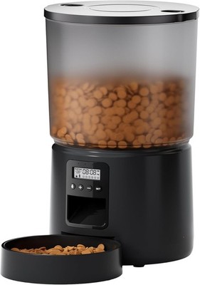 BEMOONY Futterautomat 5 l, 1 6 Mahlzeiten pro Tag, schwarz, 10 s Aufzeichnung
