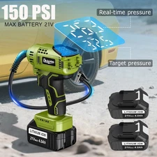 Cordless Tire Inflator Air Compressor with 2PC 21V Max Battery 150PSI Portable