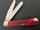 CASE 2 BLADE TRAPPER W/RED BONE HANDLES and BOX — photo 2