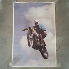 Vintage 1972 Motocross Poster “Flying Cycle” Yamaha Dirt Bike Jump Photo Print