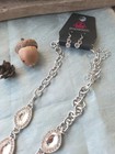 Faux Clear Crystal Necklace Set, Paparazzi Silvertone Jewelry Set — photo 2