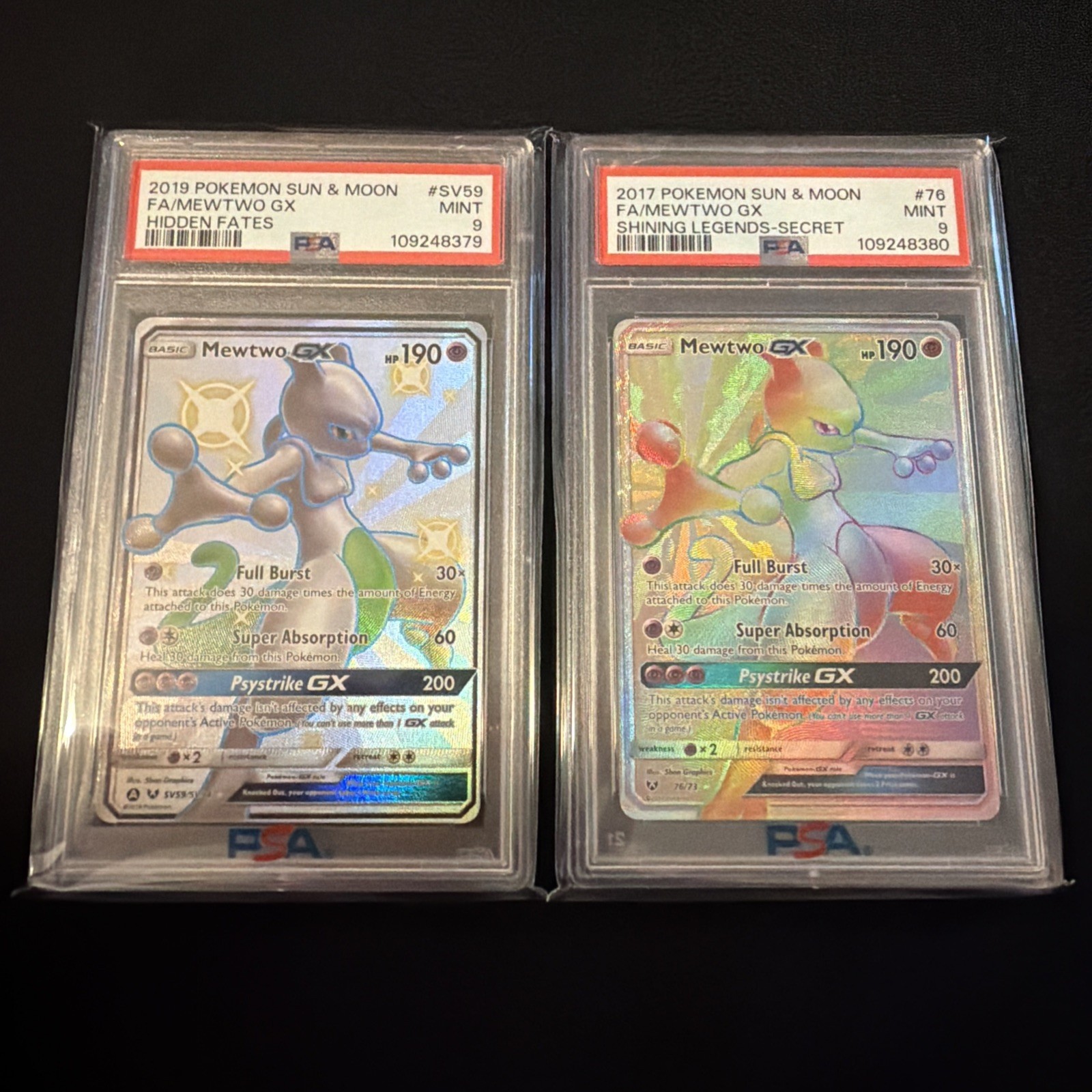 SEQUENTIAL Mewtwo GX 76/73 Shining Legends & Mewtwo GX Sun & Moon SV59/SV94