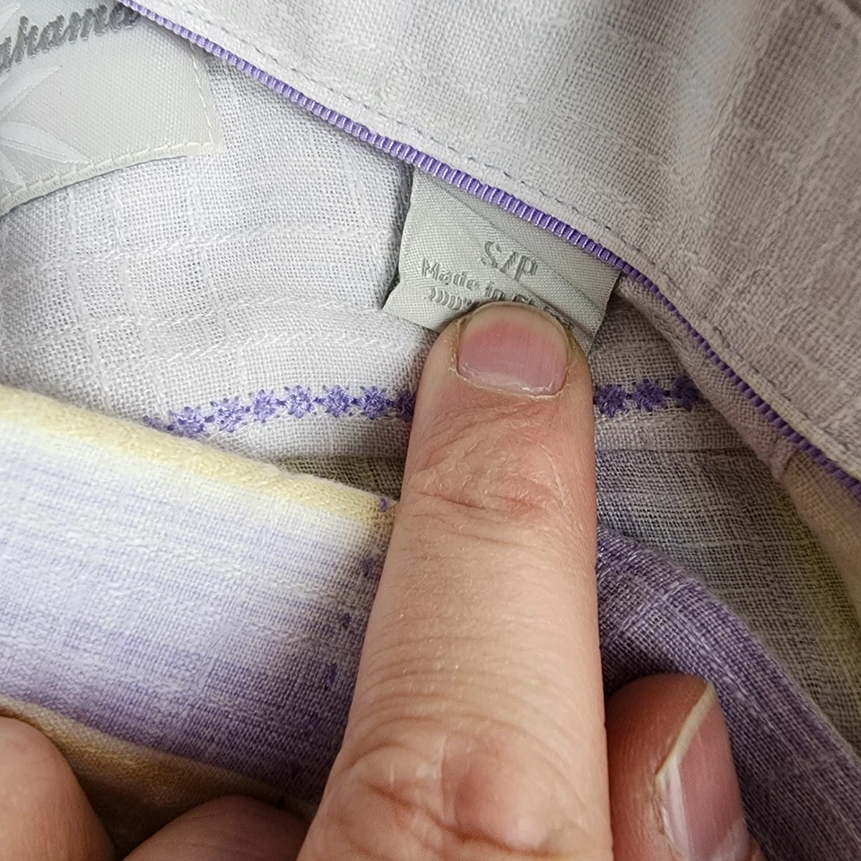 Tommy Bahama Shirt Mens Small Purple Yellow Striped Linen Short Sleeve Button Up - Image 4 of 4