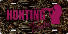 Hunting Babe Pink On Camo Metal License Plate