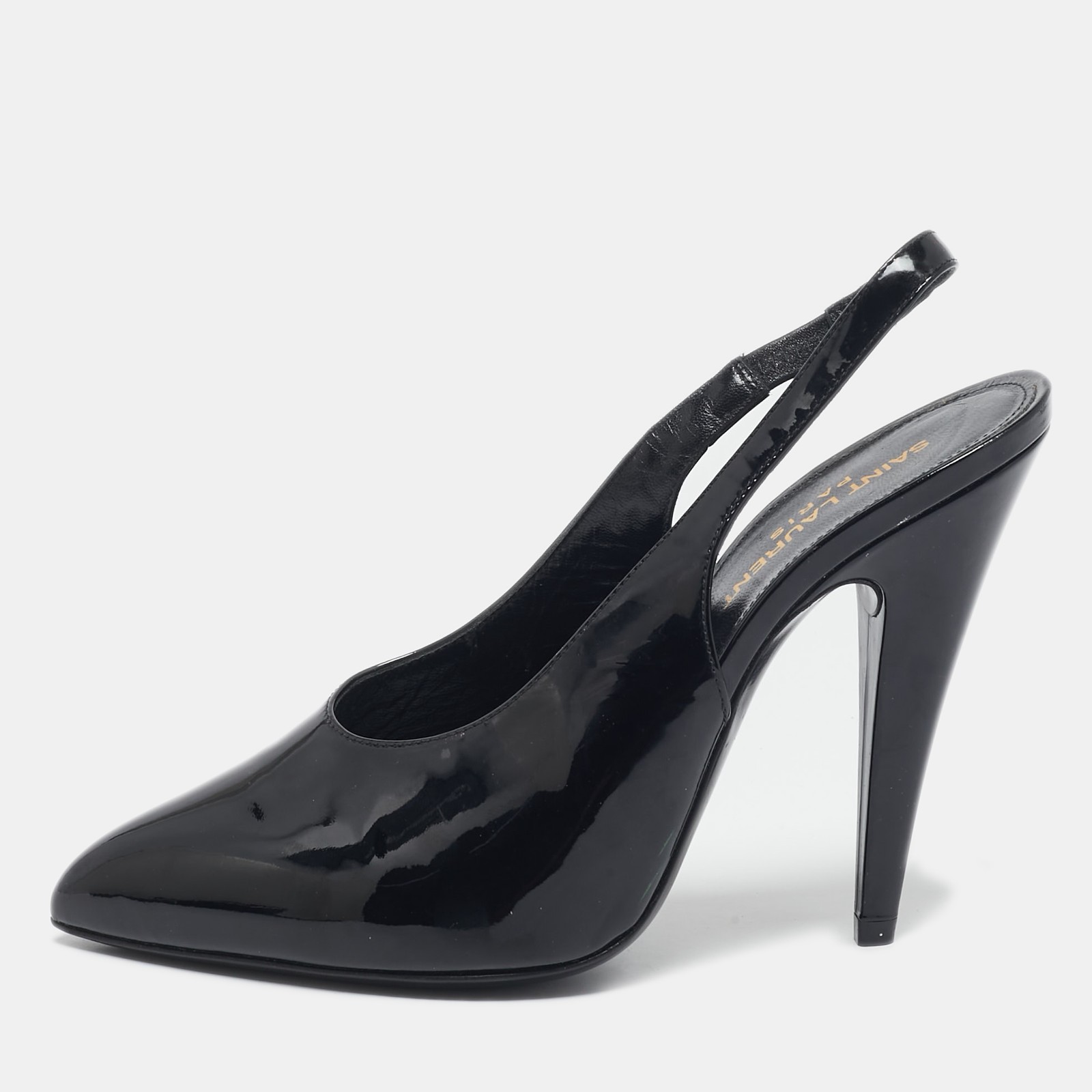 Decolte Saint Laurent nere in vernice George Slingback taglia 38 5