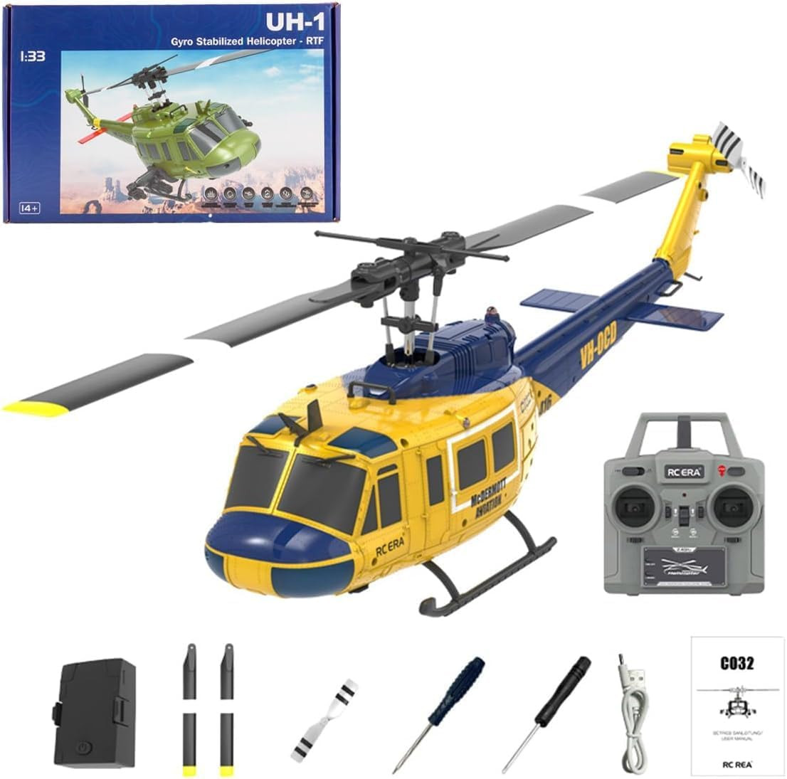 RC ERA C032 UH-1 Huey Helicopter - Remote Control Helicopters for Adult, 1/48 Sa - Image 10