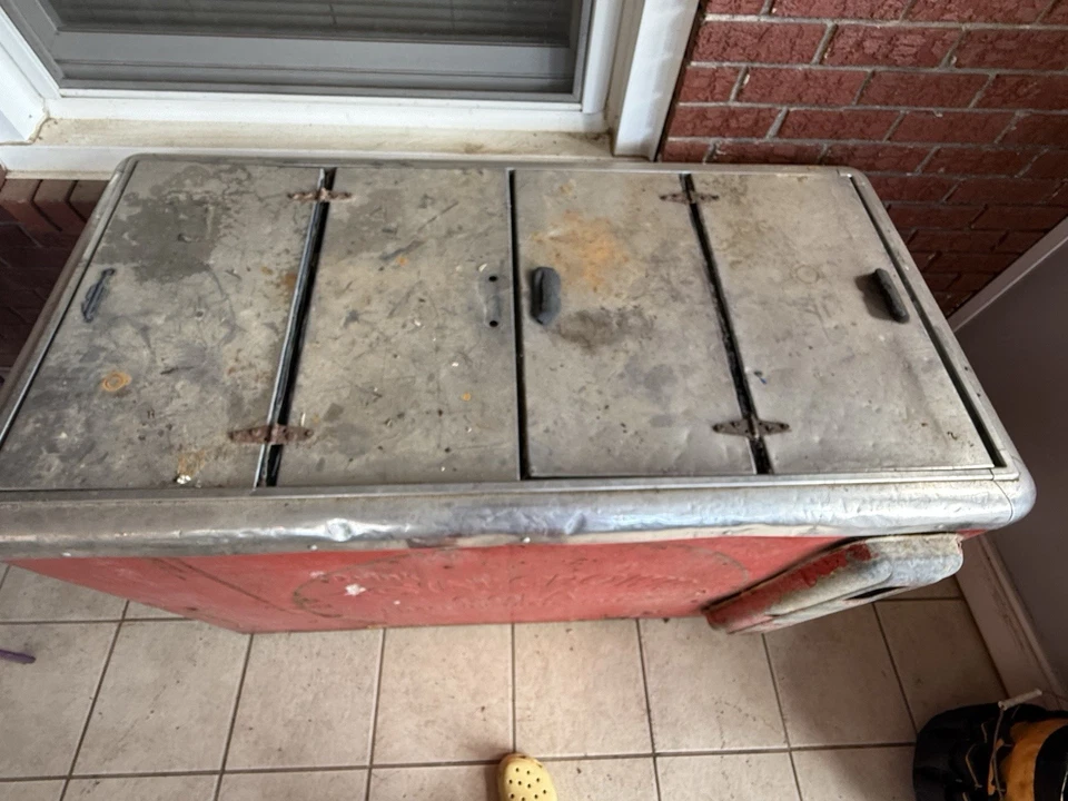 Royal Crown Cola- deep cooler. Its natural color yellow is under this red. - Image 2 of 4