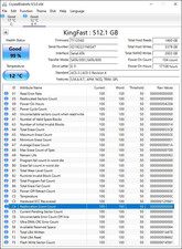 KingFast 512 GB SSD SATA III 2.5" F10 2710DCS23BF-512 Health 99% USED & TESTED