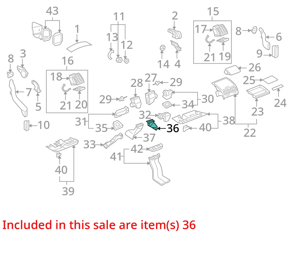 2004-2010 Volkswagen Touareg Instrument Panel Air Duct Front Rear 7L0819348A - Image 3 of 4