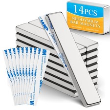 Grtard 14 Pack Powerful Neodymium Bar Magnets, 60 x 10 x 3 60x10x3mm, Silver
