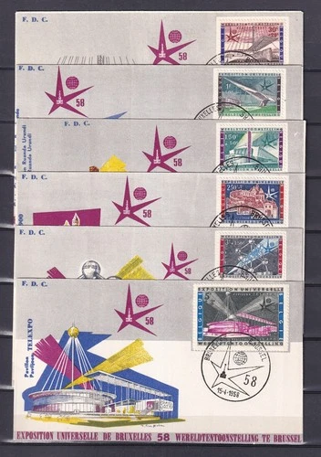 [LG78585] Belgium N°1047/1052FDC Expo '58 First Day Cover COB € 10,00 SUPERB