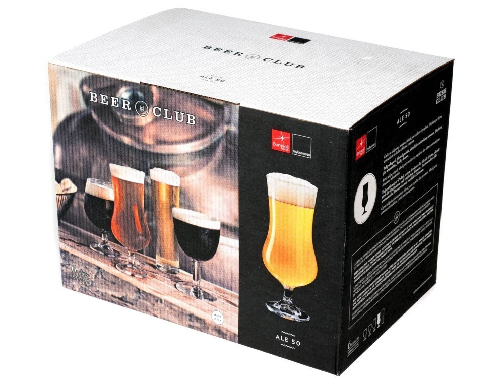 Pack Of 6 Transparent Glass Beer Ale Goblets 50 Cl Bormioli Rocco