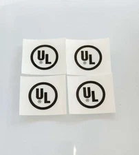 UL 1x1" pre cut black on clear high quality weather proof sticker 4pcs