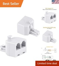 Duplex RJ11 Wall Jack Adapter: Connect Two Devices with Ease - Wireless 2 Pack
