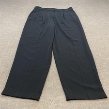 Ann Taylor Factory Dress Pants Womens 14 Black Wide Leg Pleated Crepe Stretch