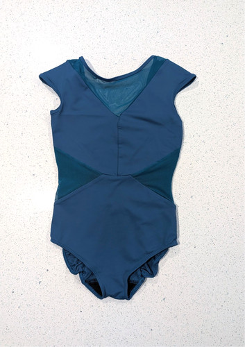 5dancewear Five 5 AS Small Gymnastics Dance Leotard Cutout Mesh TEAL GREEN BLUE