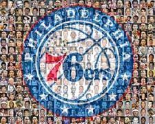 Philadelphia 76ers Mosaic Print Art Designed Using 130+ Players NBA Gift Ideas