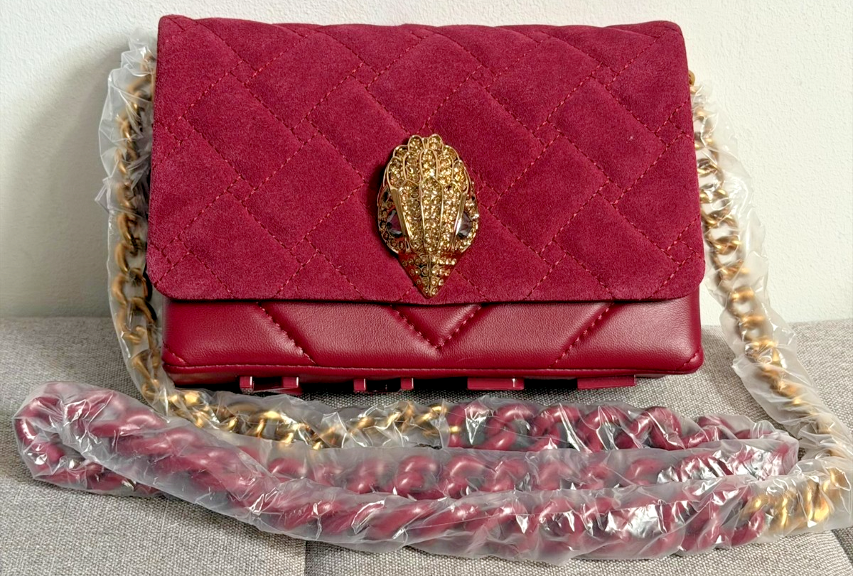 Kurt Geiger Leather Mini Kensington Kurt Bag Dark Red Chain NWT RRP £229 Free 🚚