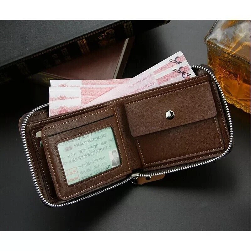 Genuine Leather Men's RFID Wallet with 100% Protection and Zipper Closure - Image 4 of 4