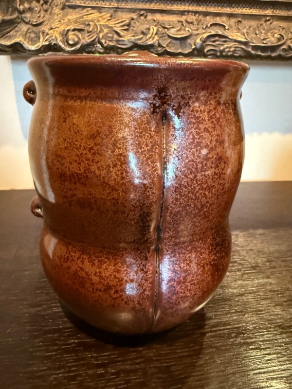 Bruno Kark  Temoku Japanese Style Organic Jar Bay Area Studio Pottery Signed