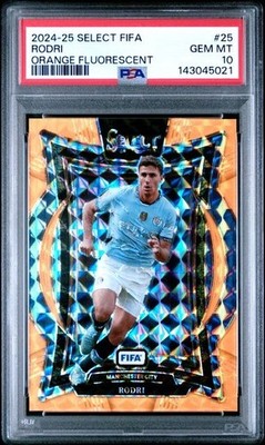 2024-25 Panini Select Fifa Rodri Orange Fluorescent Prizm /125 PSA