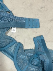 Studio La Perla Blue Velvet Trim Mesh Bra Size 38C