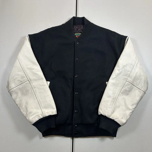 Vintage 90s Indian Motorcycles Bomber Varsity Jacket Leather Wool Size Medium image 3