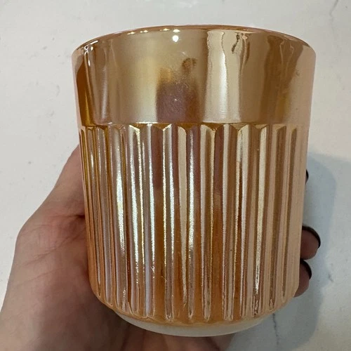 RARE Vintage Fire-King Anchor Hocking Peach Luster Ribbed Lusterware cup Glass