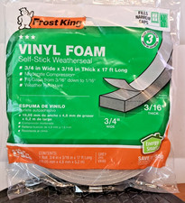 Frost King Gray Vinyl Foam Weatherstrip Self-Stick Tape 3/4" x 3/16" x 17'