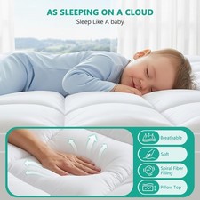 Queen Mattress Topper - Extra Thick Mattress Pad Cover - Pillow Top with Soft Br