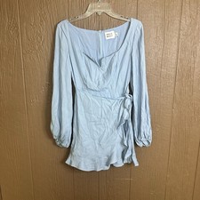 Hello Molly No Time For Love Blue Ruffle Mini Dress Long Sleeve Size Medium