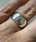 Vintage Sterling Silver Wide Band Ring Size R London  1994 Hallmark on outside