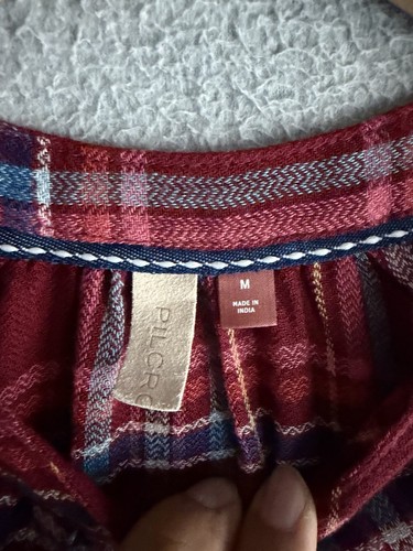 Pilcro Anthropologie Bluse Damen M kariert Rüschen Wollmischung Boho Cottagecore - Bild 6 von 8