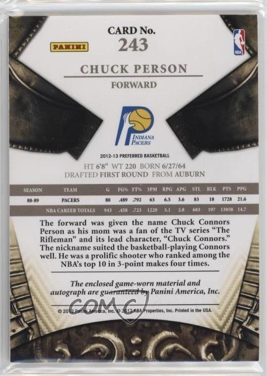 2012-13 Panini Preferred Silhouettes /25 Chuck Person #243 Auto - Image 2 of 2