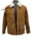 Lambskin Mens RAF Aviator Suede Leather Faux Fur Winter Slim Pilot Brown Jacket