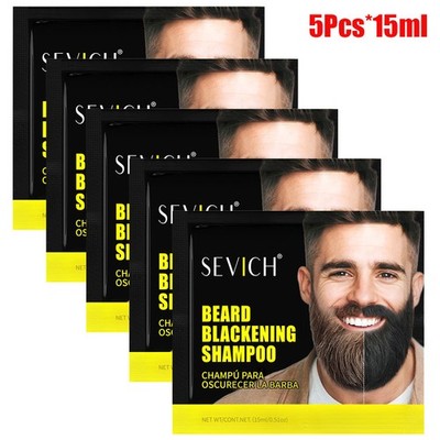Men 2 in 1 Beard Mustache Natural Hair Color Shampoo Permanent Black Dye