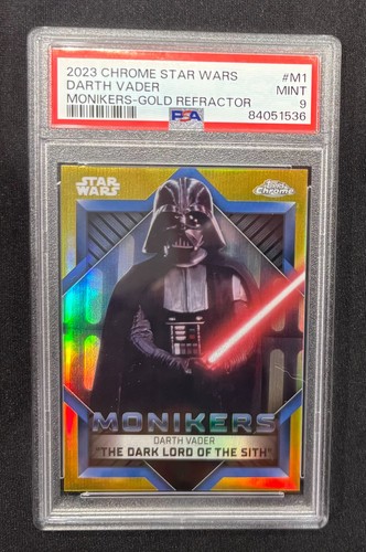 2023 Topps Chrome Star Wars Darth Vader Monikers Gold Refractor /50 PSA 9 #M1