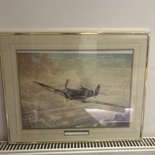 Framed Picture Of Supermarine Spitfire Tittles The Lone Patrol